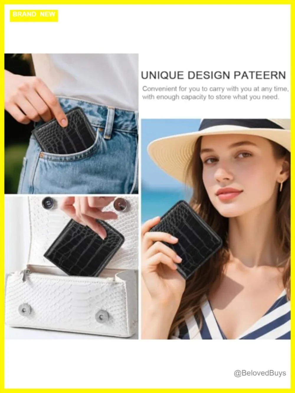 Vegan Crocodile Print RFID Blocking Bi-Fold Wallet Card Holder